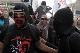 Black bloc participants in Cairo, Jan 25, 2013.