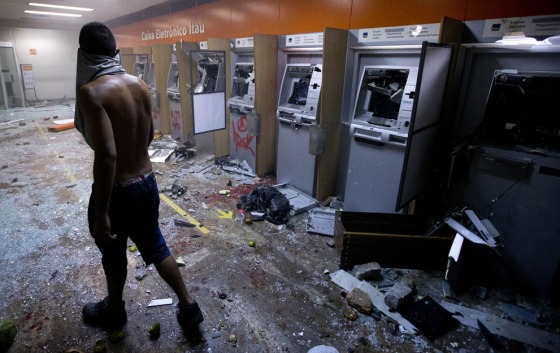 Destroyed ATMs during protests in Brazil, June 2013.