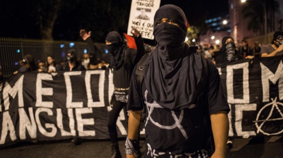 Black Bloc in Rio De Janeiro, Brazil.